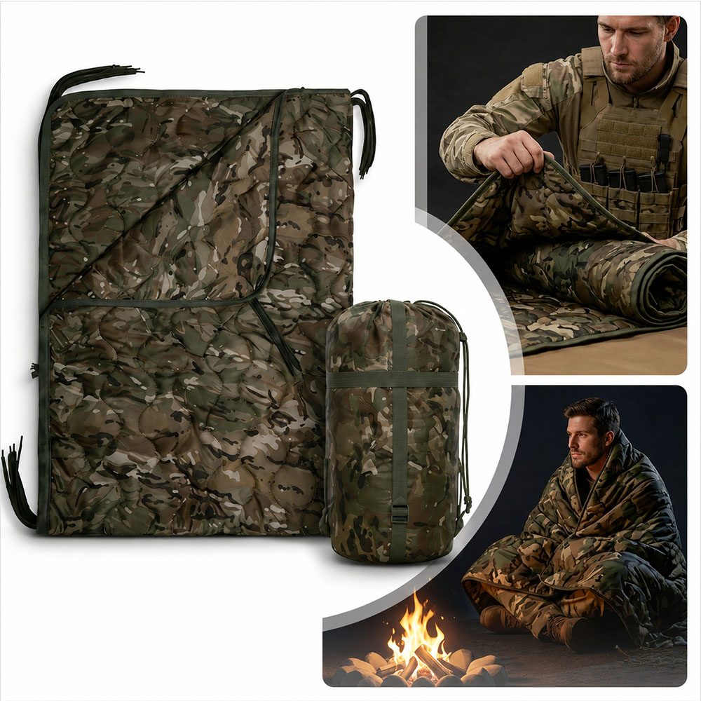 Camouflage Camping Blanket wit - Outdoor Adventure Quilt recension och pris