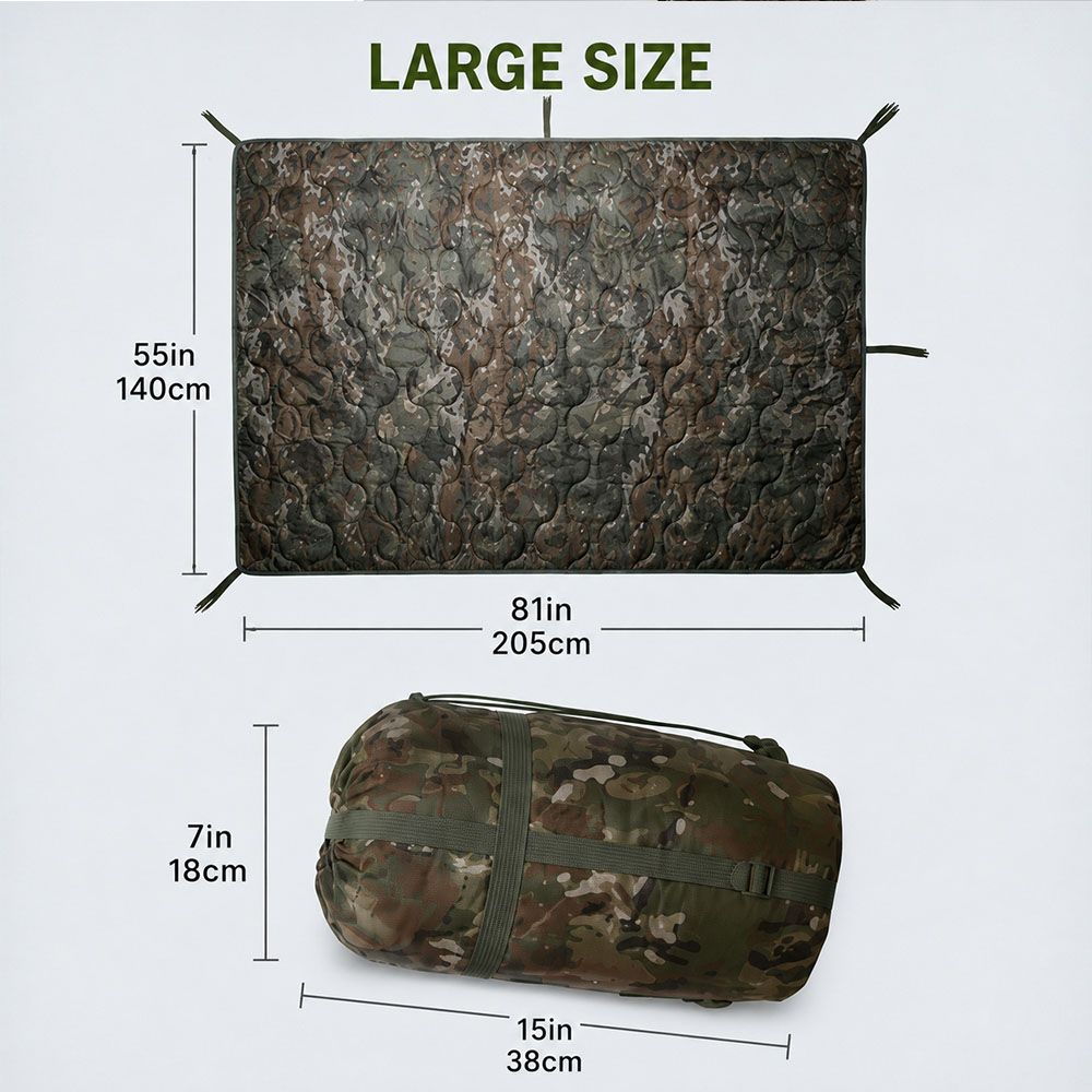 Camouflage Camping Blanket wit - Outdoor Adventure Quilt recension och pris