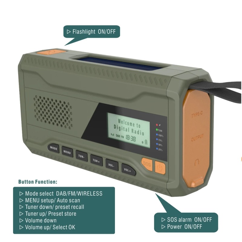 DAB/FM Bluetooth Radio Outdoor - Emergency Radio Solar recension och pris